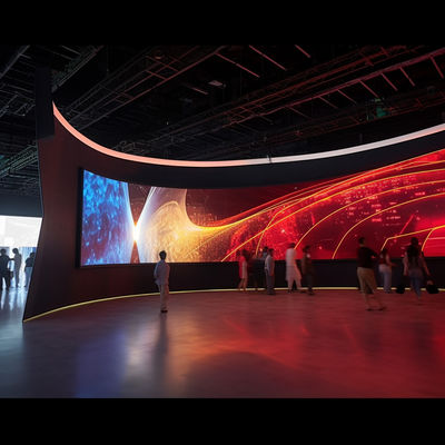 Gepersonaliseerd gebogen doorzichtig display 14 bit LED-scherm P3 Indoor